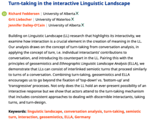 Turn-taking in the interactive linguistic landscape